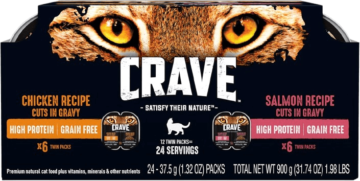 Crave Grain Free High Protein Wet Cat Food Trays, 24 Pack